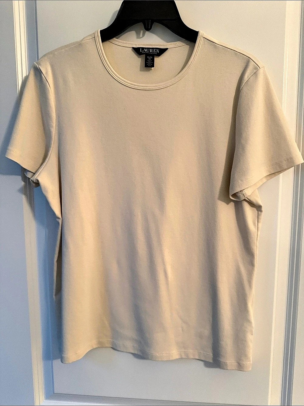Lauren Ralph Lauren Stretch Cotton Short-Sleeve Crewneck Tee Cream XL